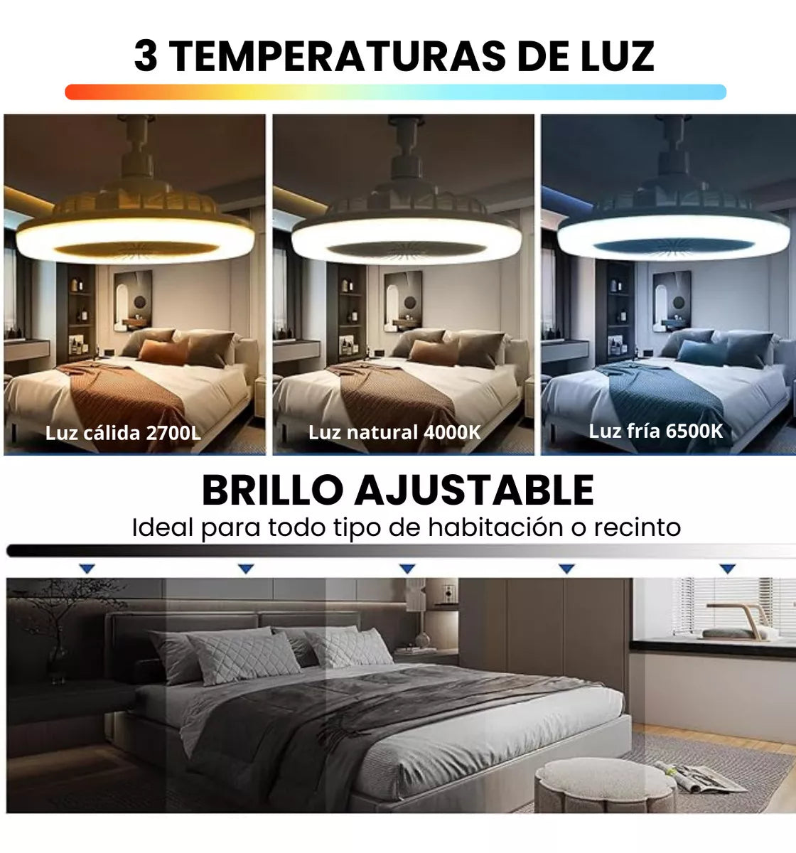 LÁMPARA VENTILADOR CON LUZ Y CONTROL